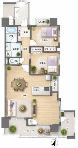 【間取り】 | アースコート渡辺通り☆仲介手数料無料☆
