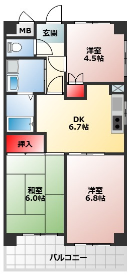 【間取り】 | サンパレス北花田