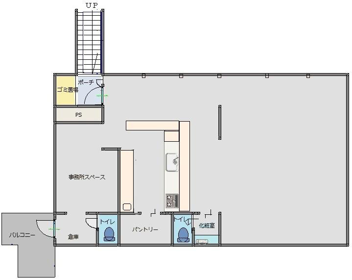 箕面市桜４丁目の店舗事務所の間取り