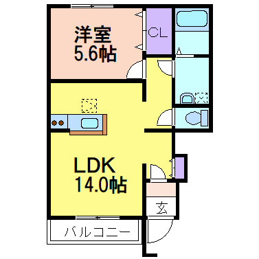 ビバーチェ（ペット飼育可）の間取り|掲載写真は同建物・反転タイプのお部屋です。現況優先といたします。