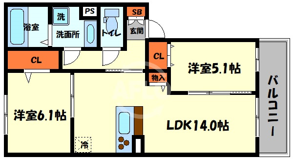 ドムス天王寺Ⅱ　天王寺小学校区の間取り|ドムス天王寺Ⅱ　間取り
