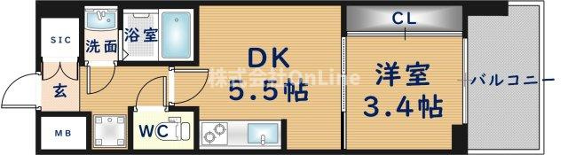 東大阪市長瀬町１丁目の賃貸マンションの間取り