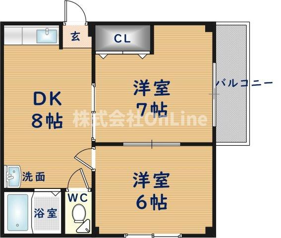 東大阪市俊徳町４丁目の賃貸マンションの間取り