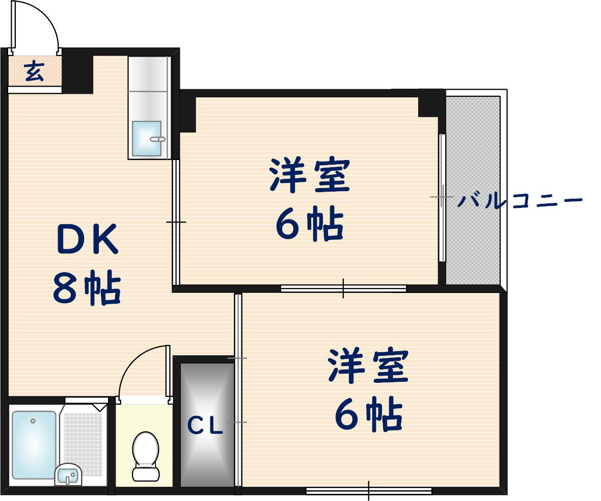 東大阪市俊徳町４丁目の賃貸マンションの間取り