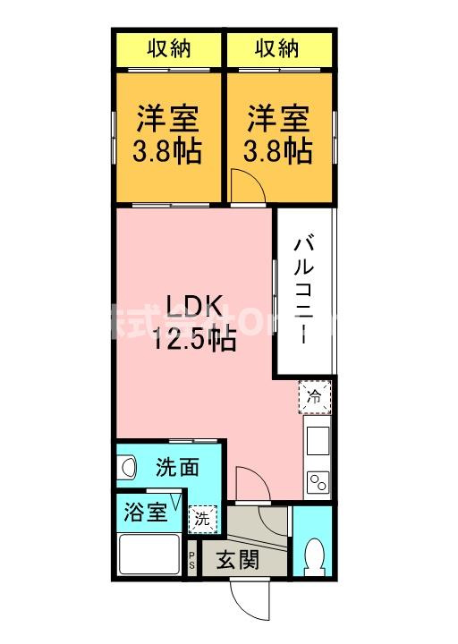 東大阪市六万寺町３丁目のアパートの間取り