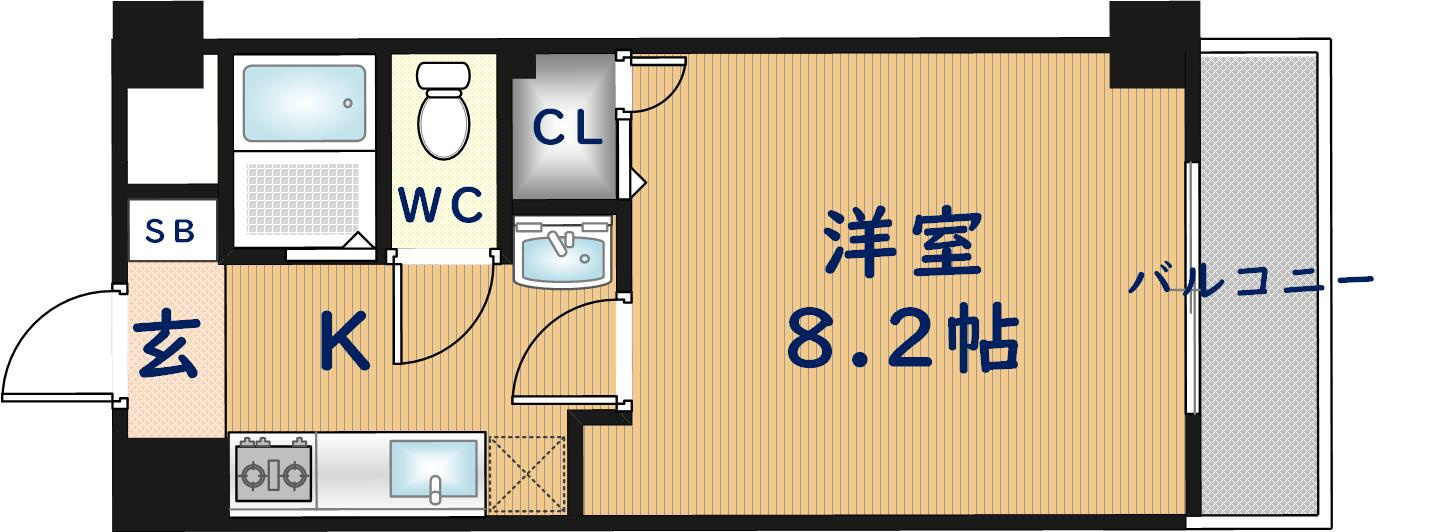 東大阪市足代北１丁目の賃貸マンションの間取り