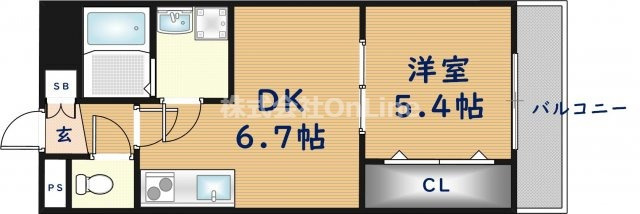 東大阪市荒本新町の賃貸マンションの間取り