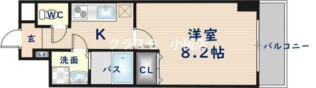 東大阪市高井田西１丁目の賃貸マンションの間取り