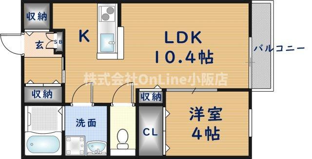 東大阪市西堤本通東２丁目のアパートの間取り