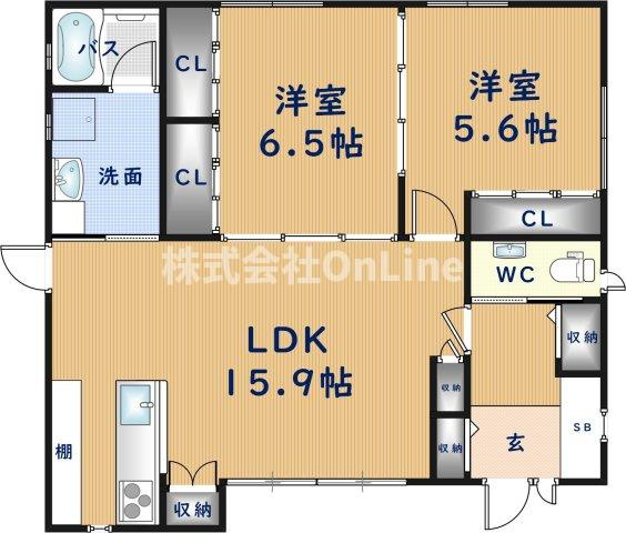 東大阪市菱江３丁目の一戸建ての間取り