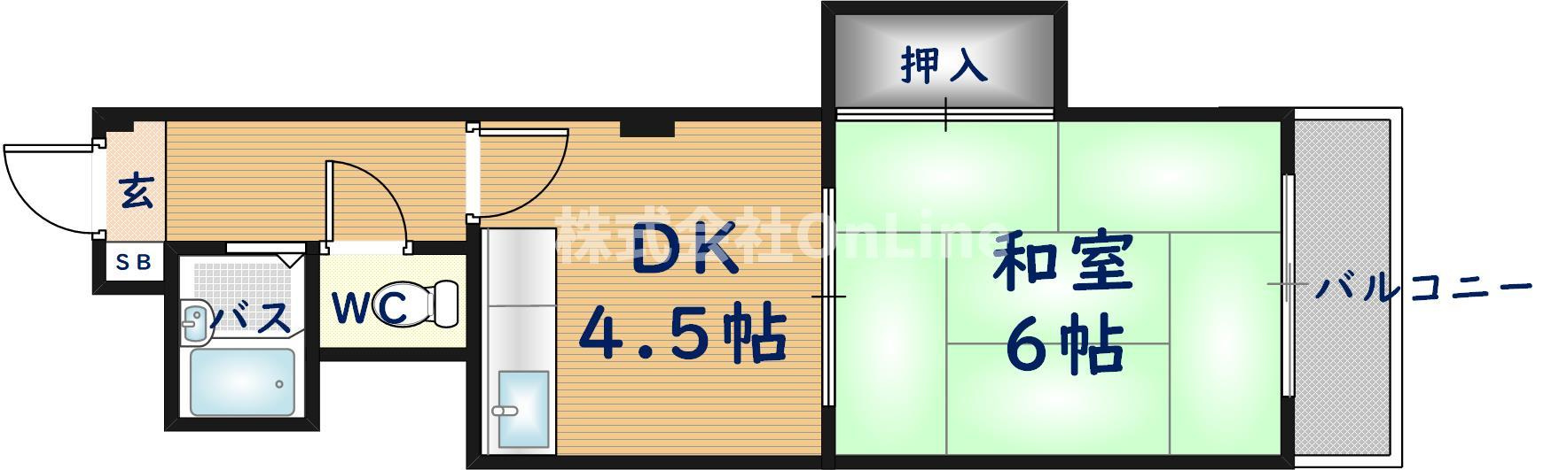 東大阪市長堂２丁目の賃貸マンションの間取り