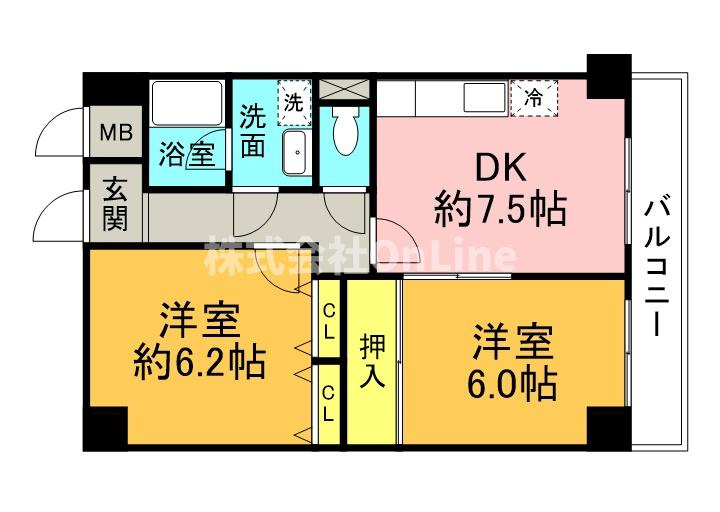 東大阪市長堂１丁目の賃貸マンションの間取り