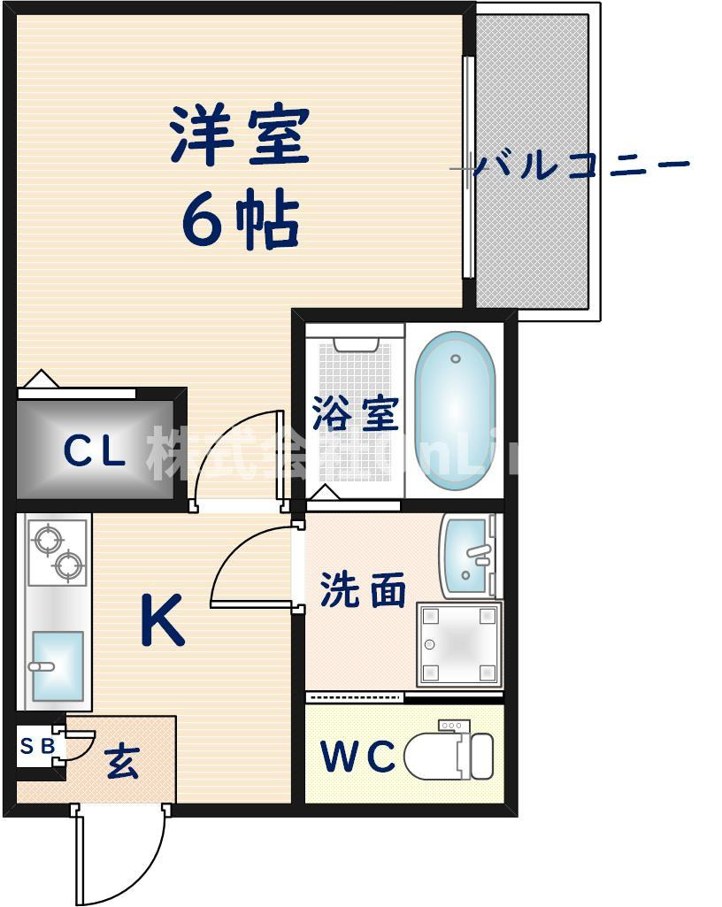 東大阪市荒本２丁目のアパートの間取り