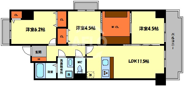 インプルーブ天満橋　滝川小学校区の間取り|インプルーブ天満橋　間取り
