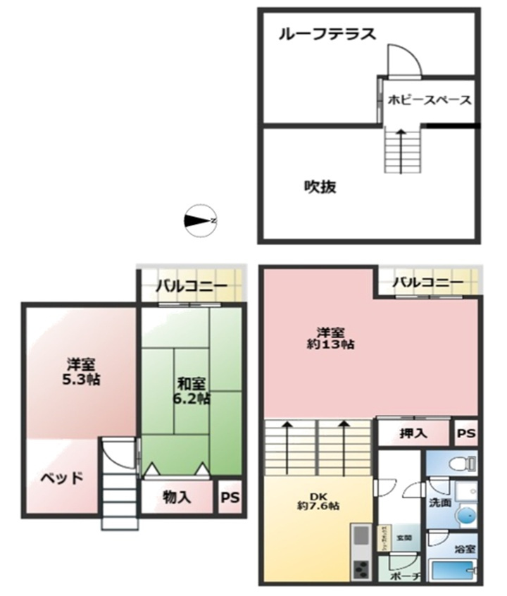 タウンハウス夙川C棟の間取り|戸建感覚のメゾネットタイプ♪

