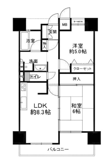 【間取り】 | エスリード淀 | 専有面積48.2㎡