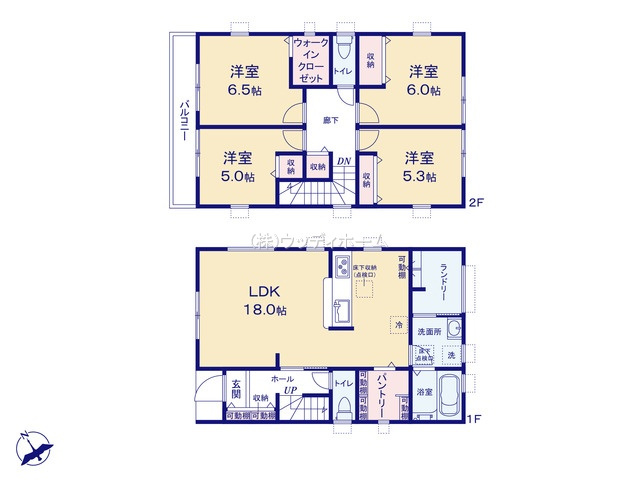 春日部市下蛭田2期　新築一戸建ての間取り