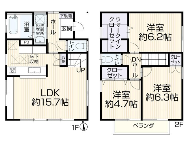 西東京市芝久保町5丁目 西武新宿線 田無駅 中古戸建の間取り