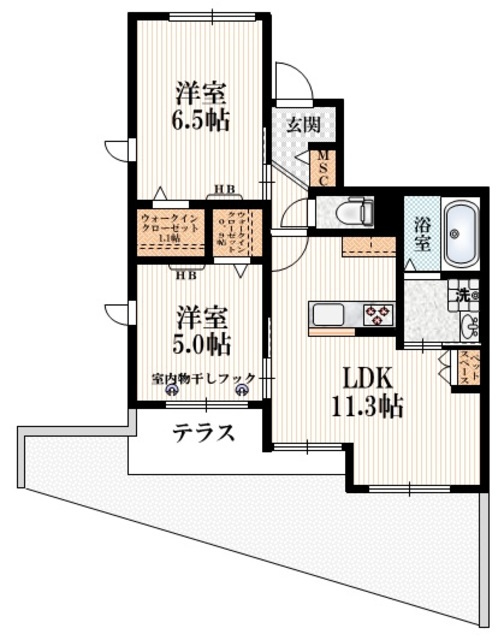 グリーンテラスの間取り|★角部屋３面採光★南向き専用テラス有★