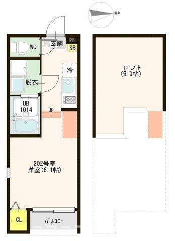 京都市右京区西院四条畑町のアパートの間取り