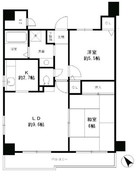 西宮市甲東園１丁目の賃貸マンションの間取り