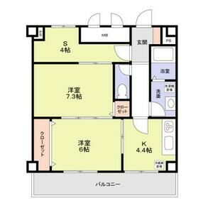 神戸市東灘区本山北町３丁目の賃貸マンションの間取り