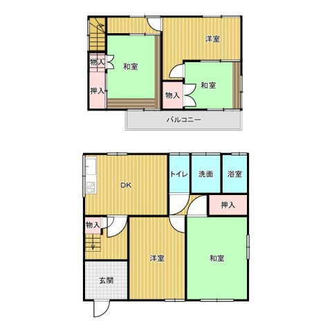 栃木市大平町富田　A棟　中古戸建の間取り