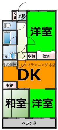仲介手数料0円！コーポラス南川の間取り