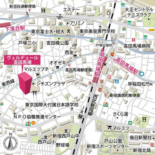 ヴェルデュール高田馬場の地図
