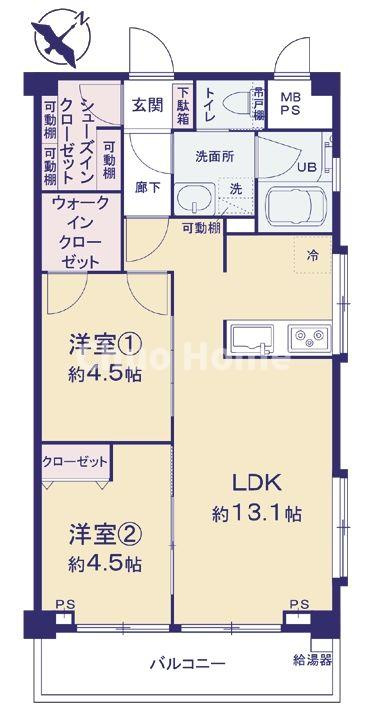 たつみ橋マンションの間取り|最上階（9階部分）南東向き・角部屋住戸につきまして日当たり・通風・眺望良好。新規リノベーションマンション。安心のアフターサービス保証付きですのでご購入後も安心して暮らせます。