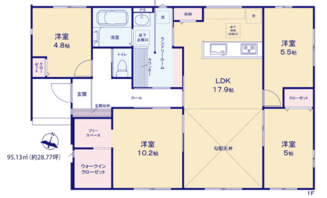 つくば市栗原　1期　新築戸建ての間取り|間取り図です♪
実際の空間の広さや陽当たり、風通しなどは現地でご確認できます♪