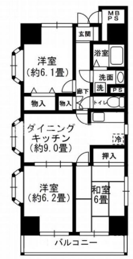 パークレジデンス大森の間取り|広々使える3DKの間取り