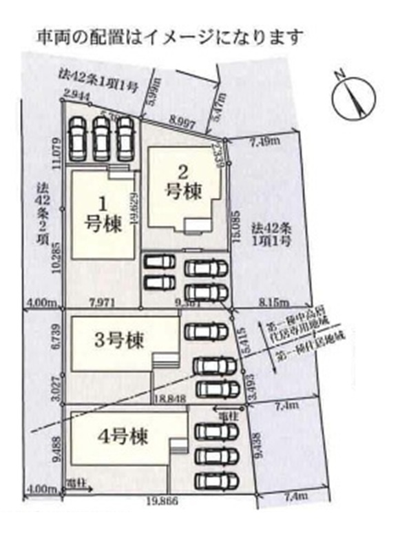【仲介手数料無料】新築戸建　小川町小川583-1（全4棟）の区画図
