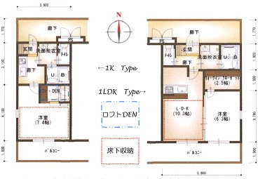 ルネスアスカの間取り|1Kタイプ