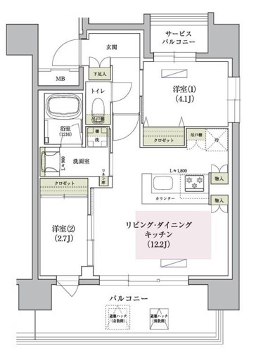 アーバネックス南堀江Ⅱの間取り