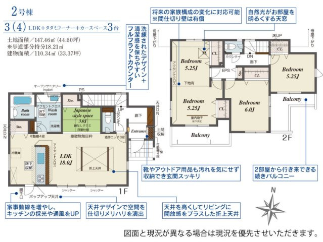 ブルーミングガーデン宇都宮市清原台6丁目の間取り|全室南向きで陽当たりの良い間取りです