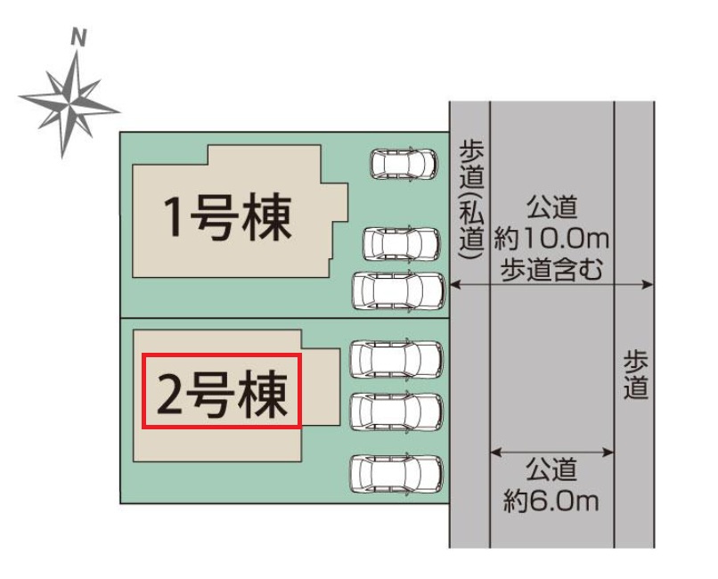 ブルーミングガーデン宇都宮市清原台6丁目の区画図|【全2棟】各号棟の詳細については、お気軽にお問い合わせください♪