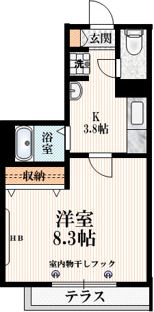 Ｋ’ｓＣｒｅｓｔの間取り|角部屋2面採光ゆとりあるお部屋です