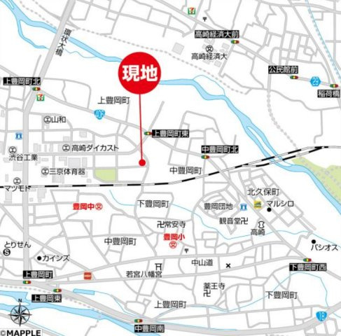 【中古】高崎市上豊岡町　５Kの地図