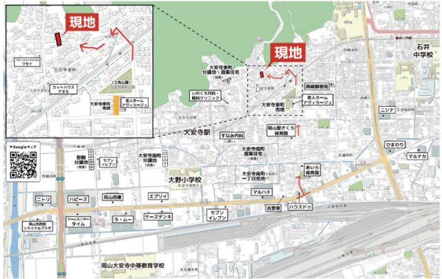 岡山市北区大安寺東町の地図