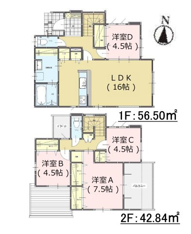 大野城市乙金2丁目第3-3棟（2号棟）の間取り