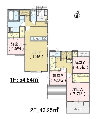 大野城市乙金2丁目第3-3棟（3号棟）の間取り