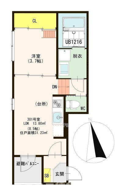 東大阪市荒川２丁目のアパートの間取り
