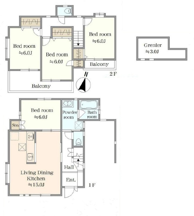 所沢市下安松　中古一戸建　～全居室6帖以上～