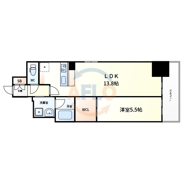 レジュールアッシュ谷町四丁目グランクラス　南大江小学校区の間取り|レジュールアッシュ谷町四丁目グランクラス　間取り