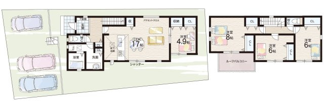 ◆富田林市高辺台　第1期　新築一戸建ての間取り|1号地