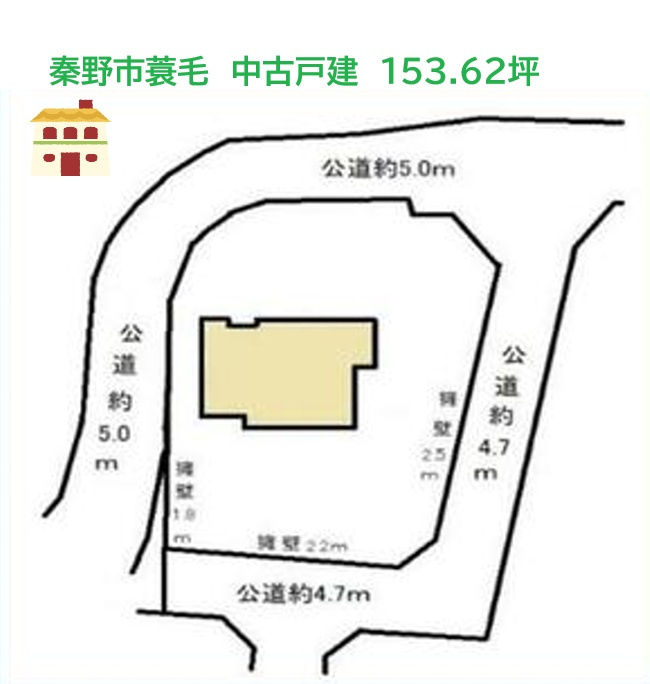 秦野市蓑毛　中古戸建　153.62坪の区画図|庭では家族みんなでBBQも、大きなプールも、家庭菜園も楽しめます☆