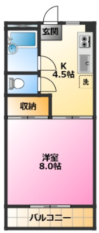 深谷ハイツの間取り|洋室8帖♪