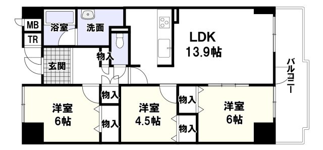 エンゼルハイムリバーサイド高槻の間取り