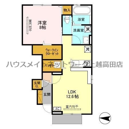 ル　グランデ　東城の間取り|間取図（ル グランデ 東城 106）1LDK